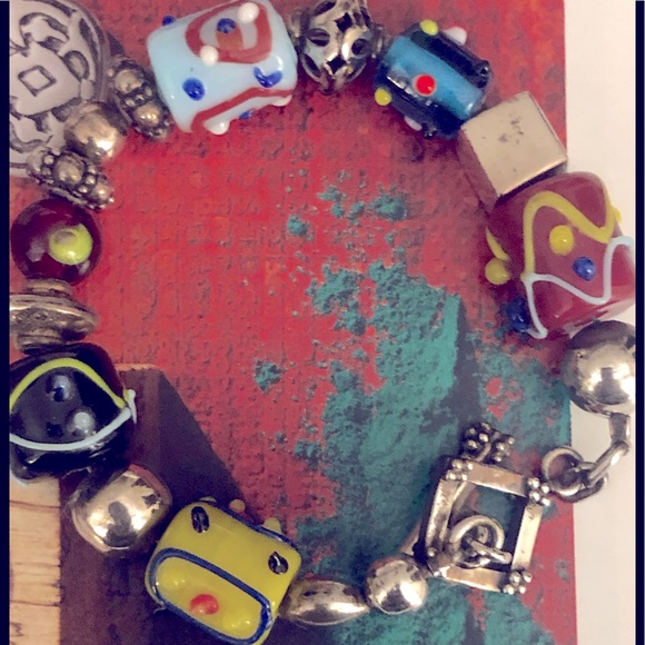 Silpada Sterling Silver Art Glass Beads Bracelet - Picture 5 of 5